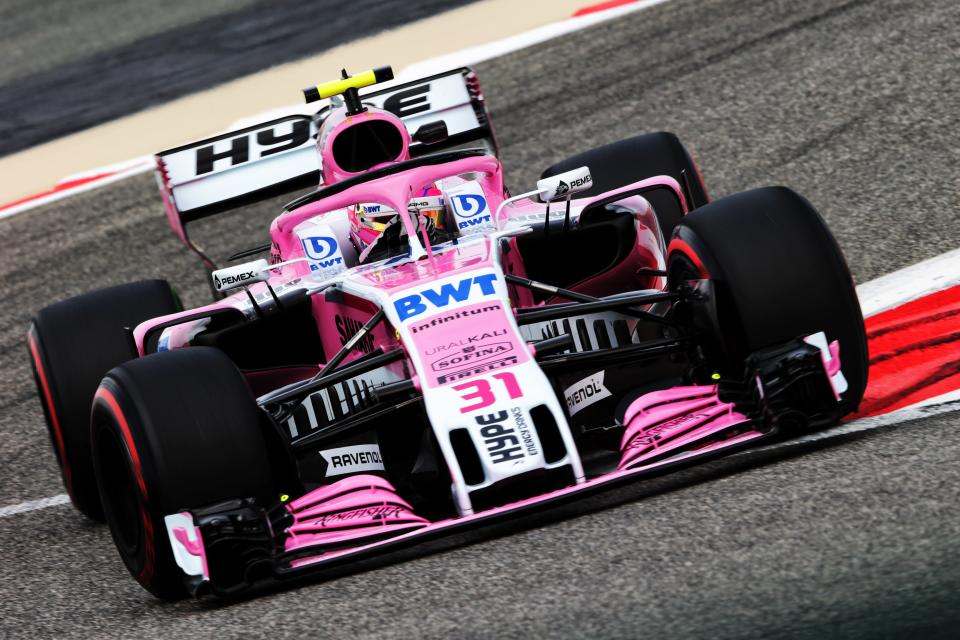 force india vjm11 pink panther car testing at baku street circuit azerbaijan