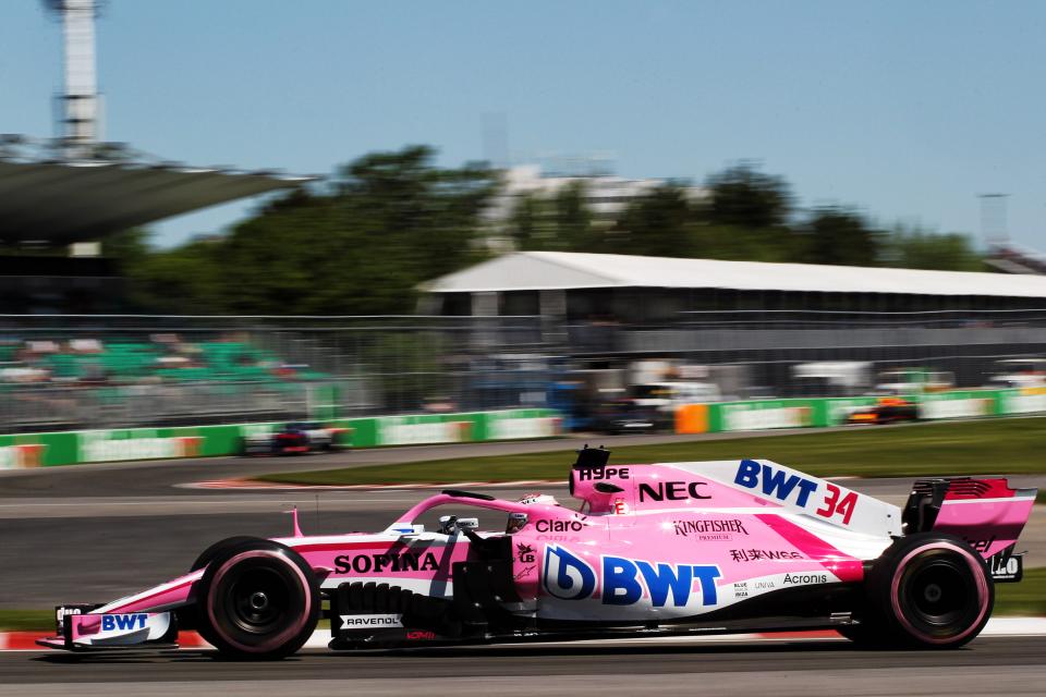 Force India Sergio Perez at Circuit Gilles Veilleneuve in Montreal Canada