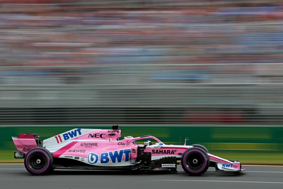 force india vjm11 car pink panther at shanghai international circuit for chinese grand prix